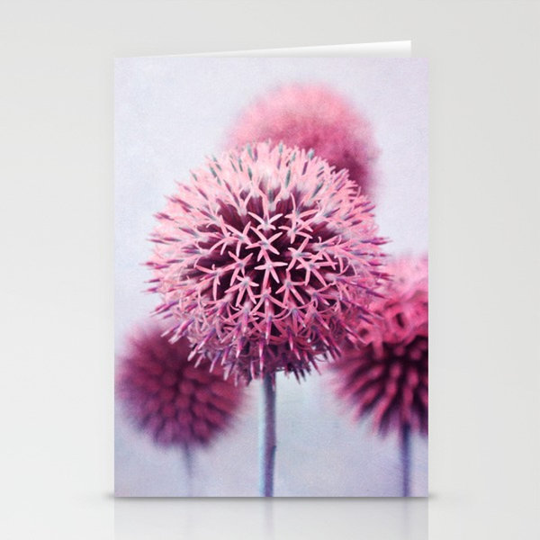 Kunst Karte mit Umschlag Distel pink Sommer