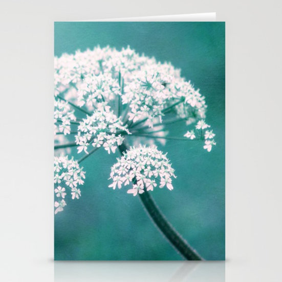 Kunst Karte mit Umschlag Wildblüte blaugrün
