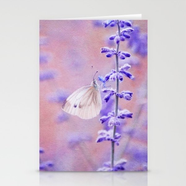 Kunst Karte mit Umschlag Butterfly lilapastell