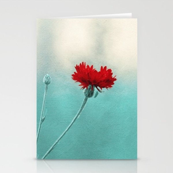 Kunst Karte mit Umschlag Kornblume rot