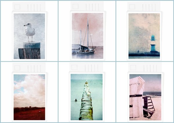 Postkarten Set mit 6 Karten aus meiner Serie "Meeresgeflüster"