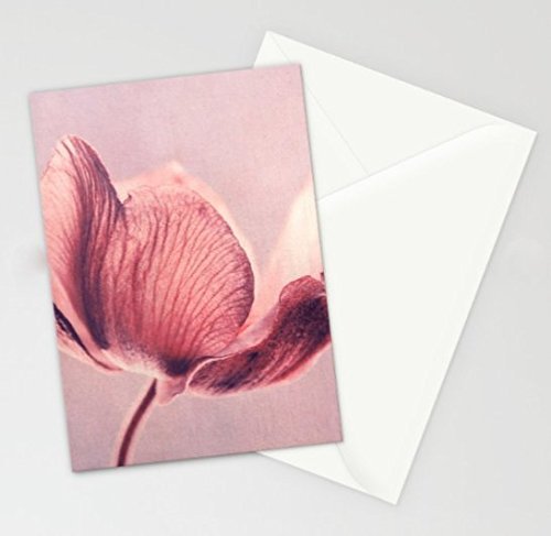 Kunst Karte mit Umschlag floral Annemone altrosa