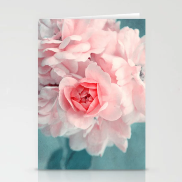 Kunst Karte mit Umschlag floral pink rose