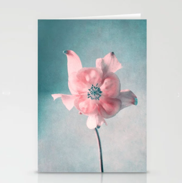Kunst Karte mit Umschlag Akalei rosa