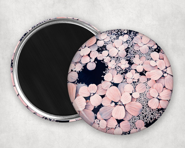 Runder Magnet Seerosen rosa Button 55mm