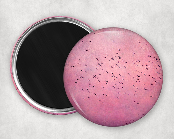 Runder Magnet Birds pink Button 55mm